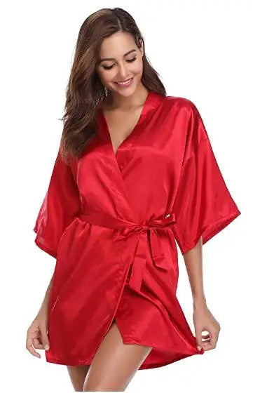 Emerald Grace – Satin Kimono Nightgown