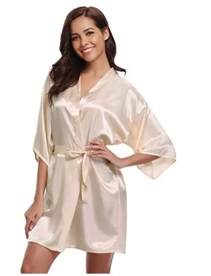 Emerald Grace – Satin Kimono Nightgown