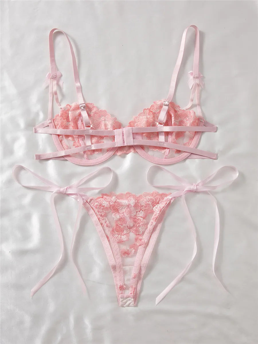 Maison Bloom Embroidered Lingerie Set