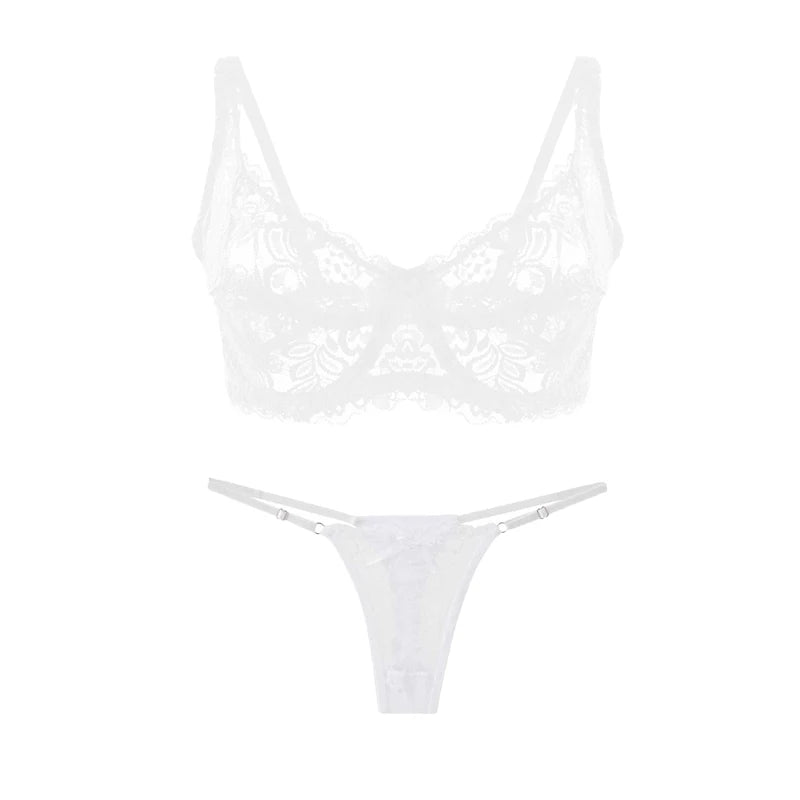 Lace Bra & Thong Set – Sexy Push Up Lingerie