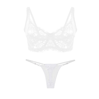 Lace Bra & Thong Set – Sexy Push Up Lingerie