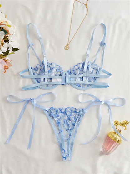 Maison Bloom Embroidered Lingerie Set
