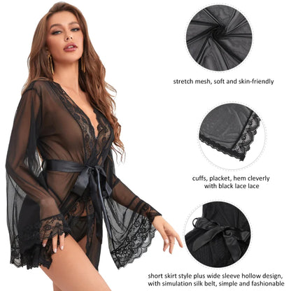 Eternal Lace – Long Sleeve Bridal Robe