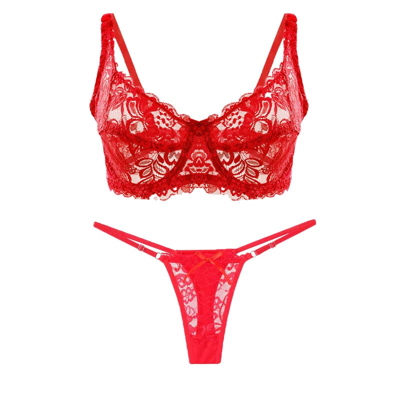 Lace Bra & Thong Set – Sexy Push Up Lingerie