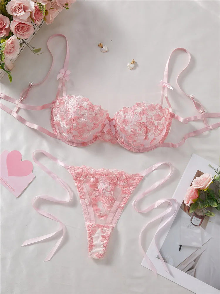 Maison Bloom Embroidered Lingerie Set