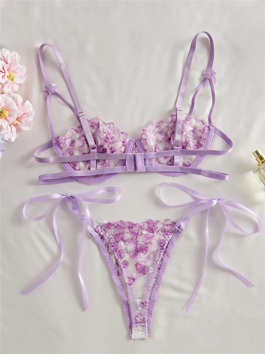 Maison Bloom Embroidered Lingerie Set