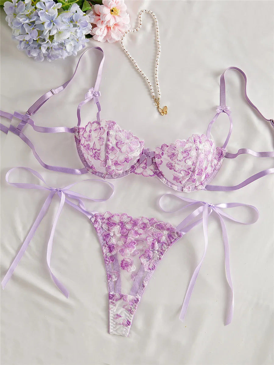 Maison Bloom Embroidered Lingerie Set