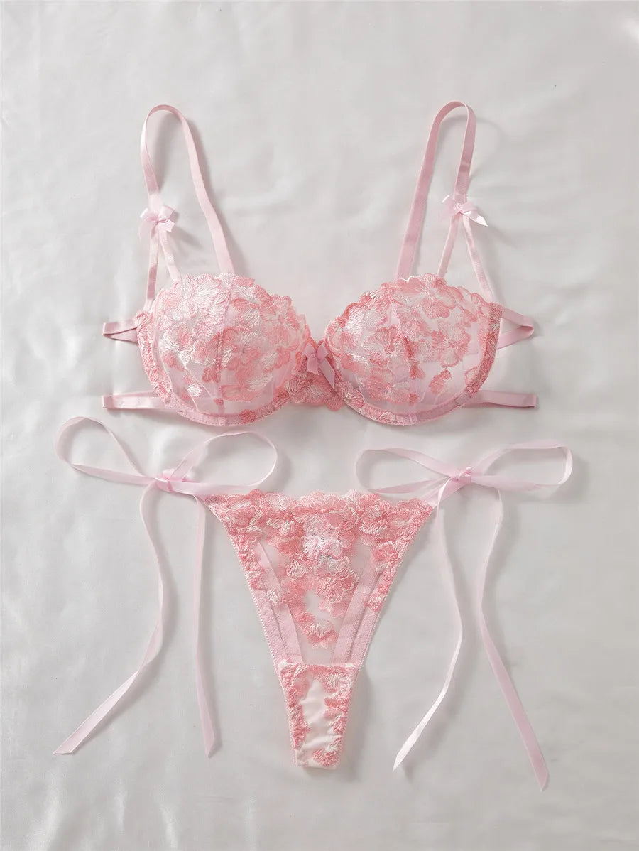 Maison Bloom Embroidered Lingerie Set