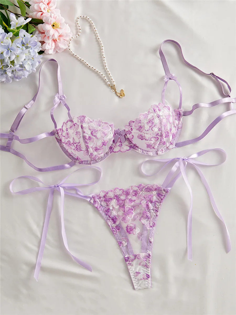 Maison Bloom Embroidered Lingerie Set