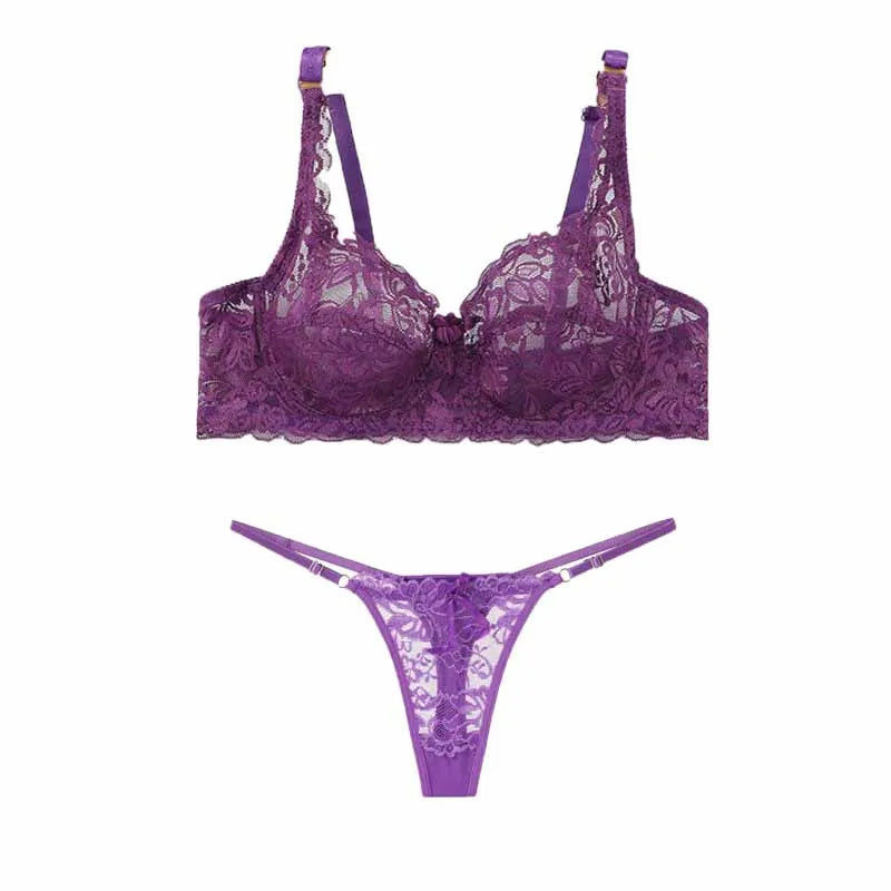 Lace Bra & Thong Set – Sexy Push Up Lingerie