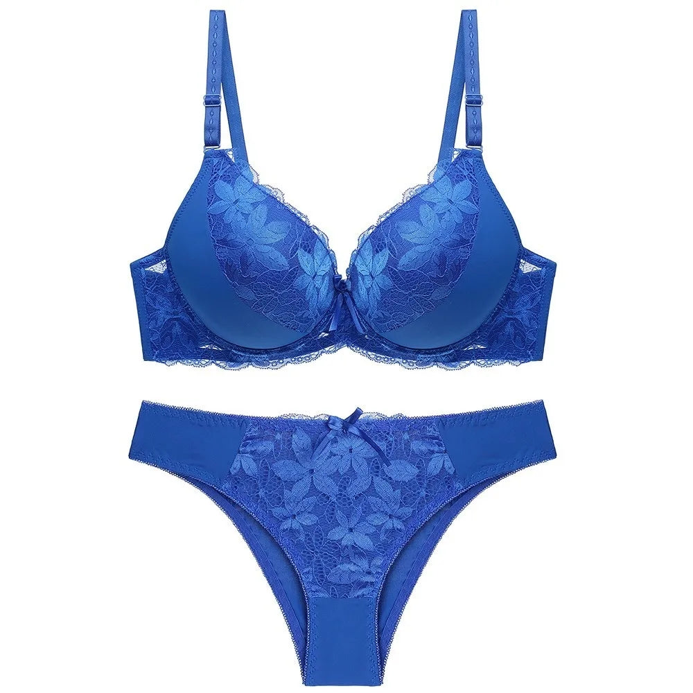 Women’s Sexy Lace Plus Size Push Up Bra & Panty Set – C/D Cup – 7 Colors