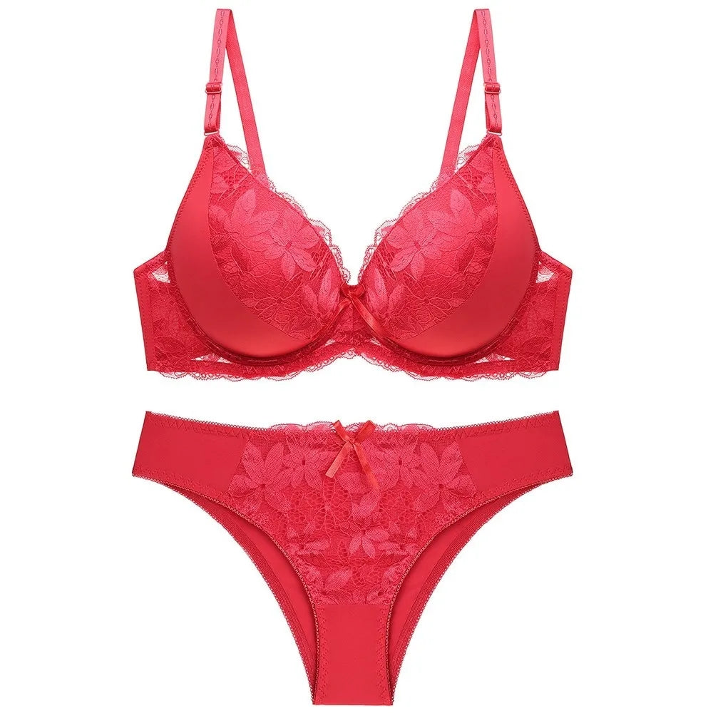 Women’s Sexy Lace Plus Size Push Up Bra & Panty Set – C/D Cup – 7 Colors