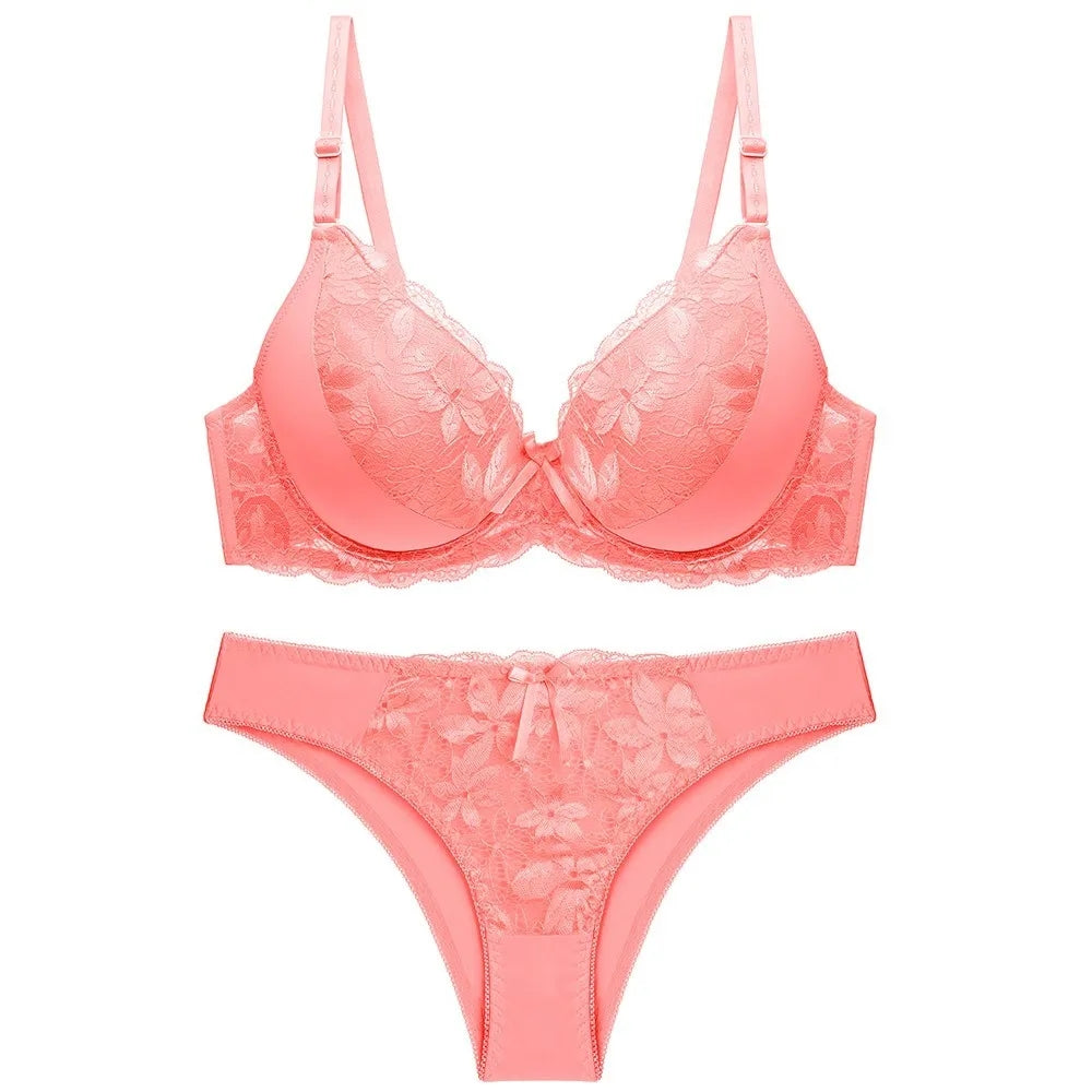 Women’s Sexy Lace Plus Size Push Up Bra & Panty Set – C/D Cup – 7 Colors