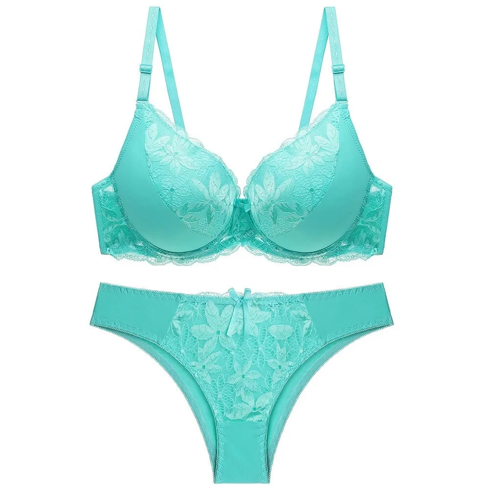 Women’s Sexy Lace Plus Size Push Up Bra & Panty Set – C/D Cup – 7 Colors