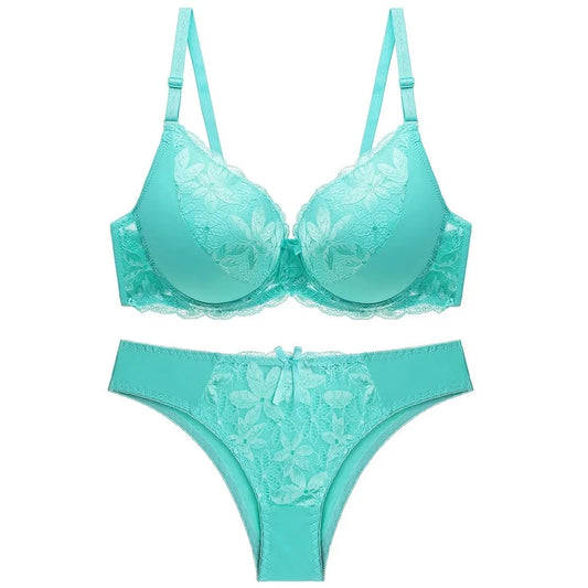 Women’s Sexy Lace Plus Size Push Up Bra & Panty Set – C/D Cup – 7 Colors